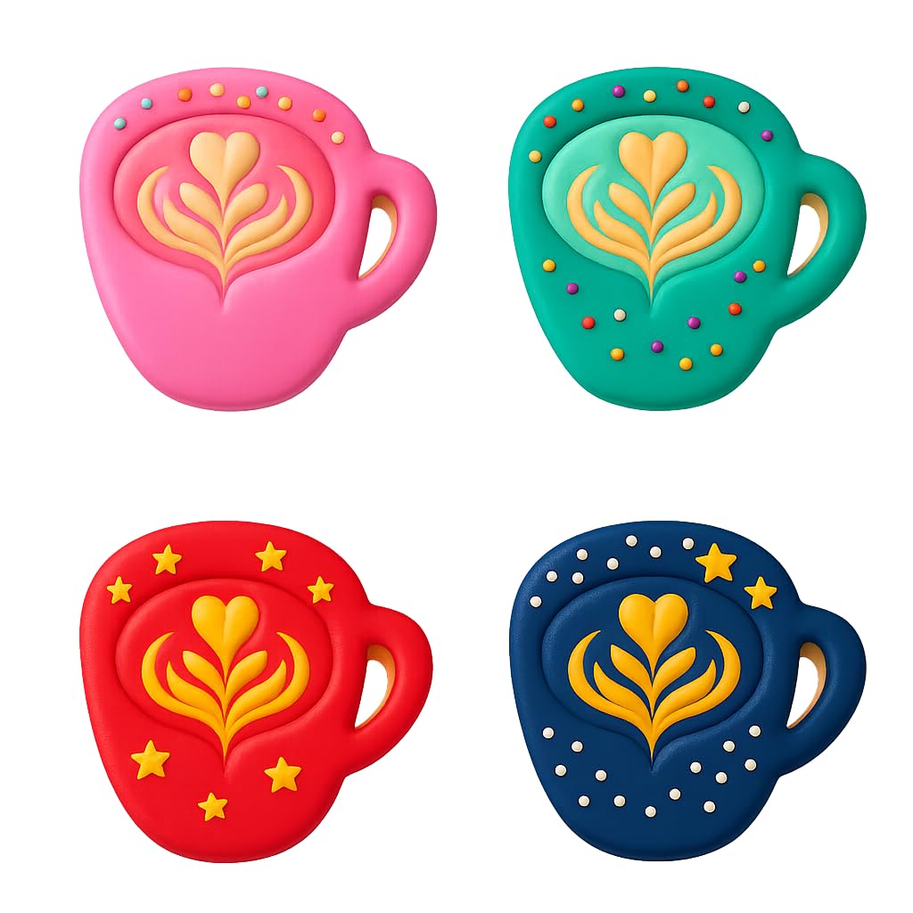 Mighty Gadget Latte Art Cup Cookie Cutter & Stamp - 4x3" Beautiful Design for Coffee Lovers (Random Color)