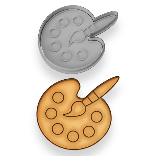 Paint Palette Cookie Cutter & Stamp 4x3.29" for Baking Fondant Clay Embosser