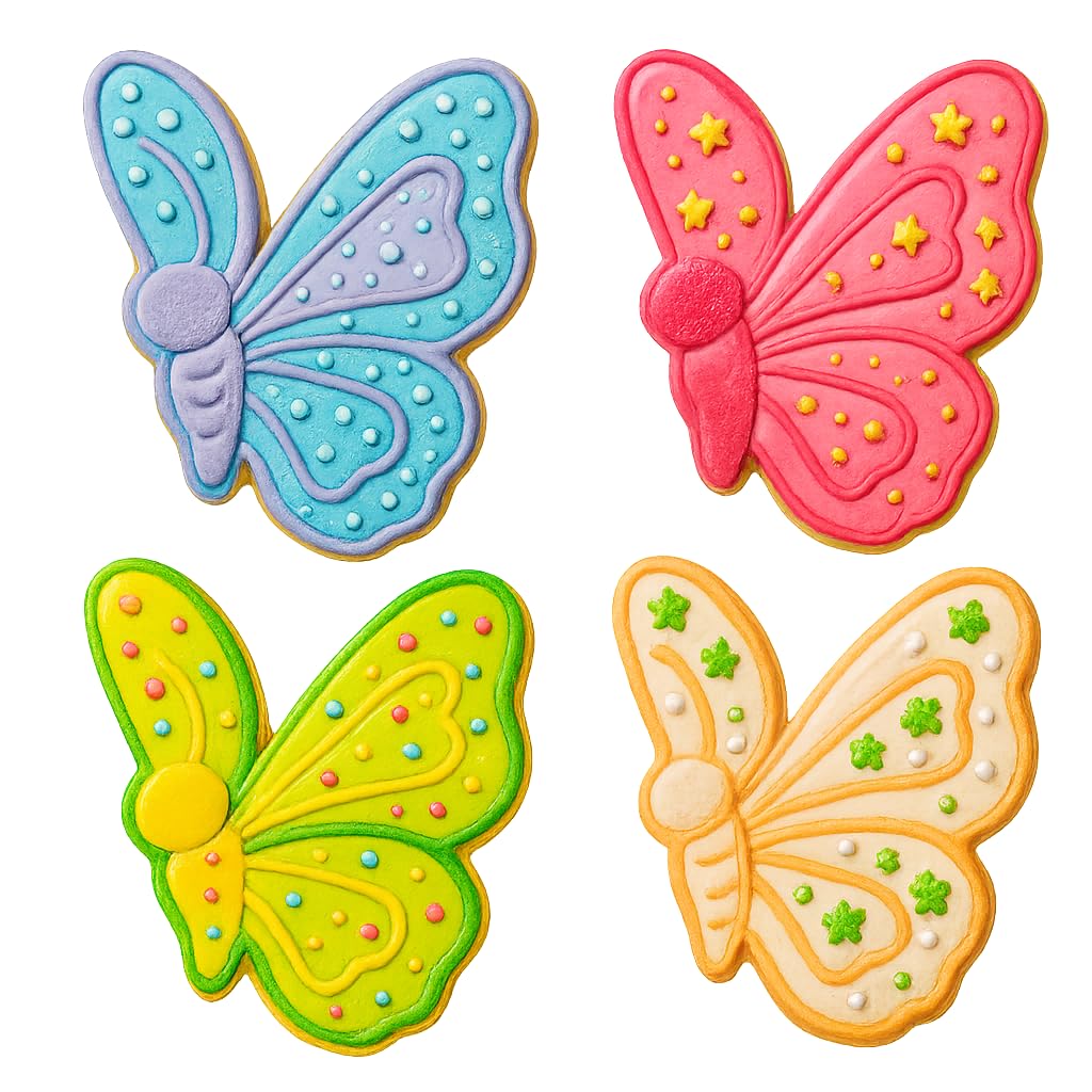 Mighty Gadget Side Butterfly Cookie Cutter & Stamp - 4x3.9" Elegant Design for Nature Lovers Baking (Random Color)