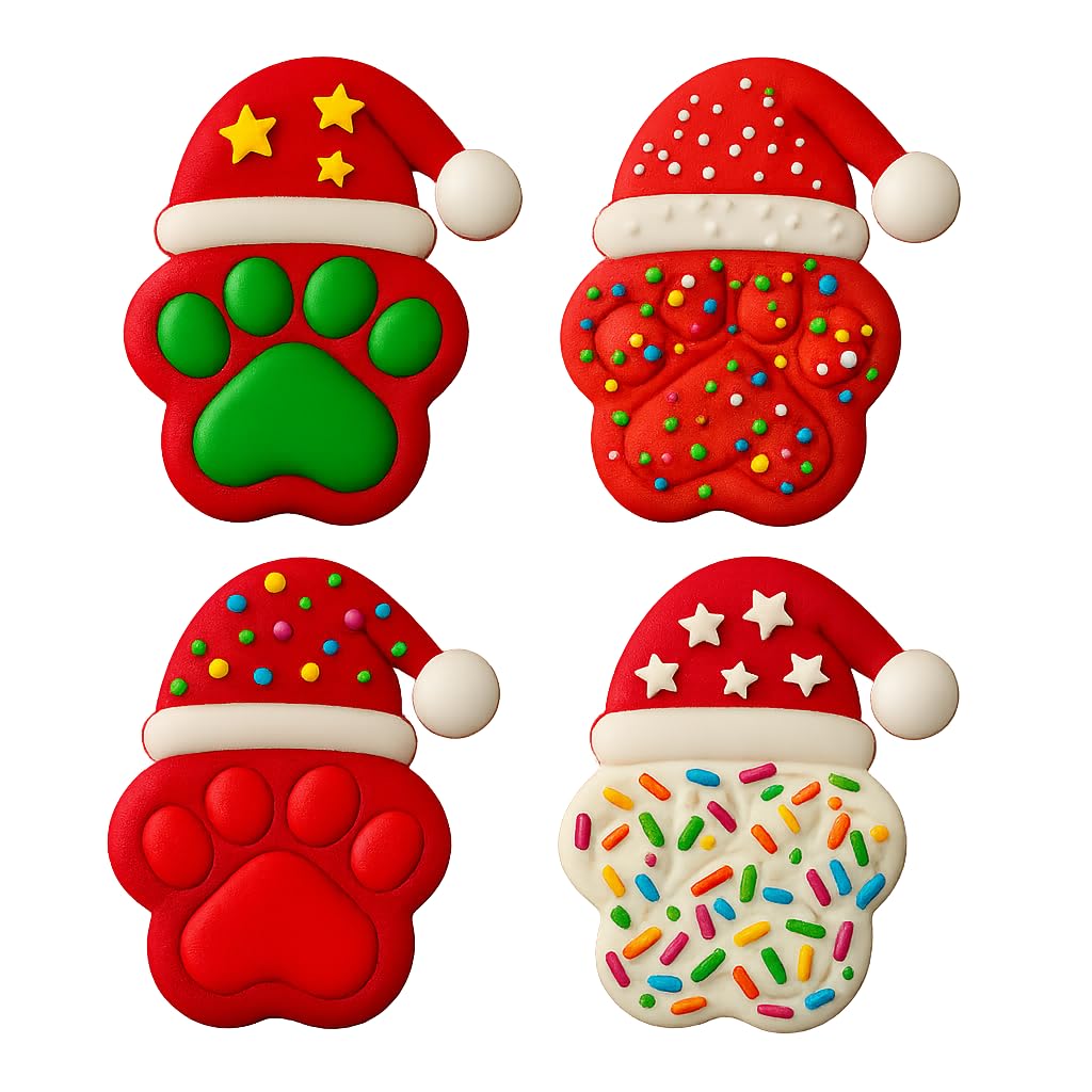 Mighty Gadget Paw with Santa Hat Cookie Cutter & Stamp - 4x3.2" Festive Fun for Holiday Baking (Random Color)