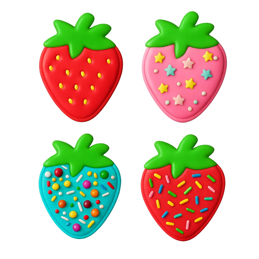 Mighty Gadget Strawberry Cookie Cutter & Stamp - 4x3.2" Perfect Sweet Treat Design for Summer Baking (Random Color)