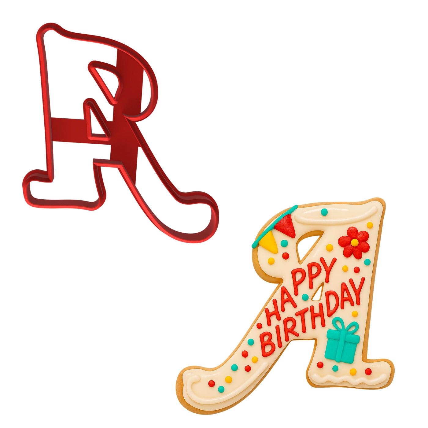 Fancy Cursive Letter Cookie Cutter - 4" Tall Alphabet Baking Mold (Random Color)