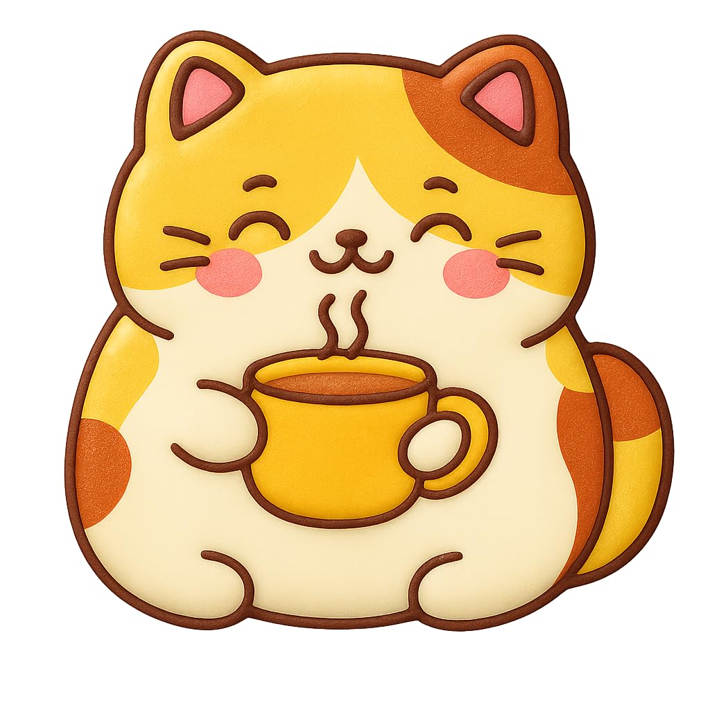 Kawaii Cat Holding Coffee Mug Cookie Cutter - 4x3.7" Fun Baking Design Set