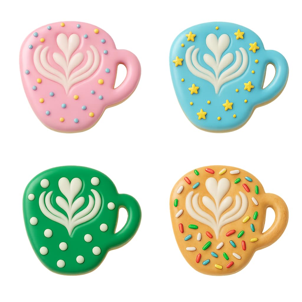 Mighty Gadget Latte Art Cup Cookie Cutter & Stamp - 4x3" Beautiful Design for Coffee Lovers (Random Color)