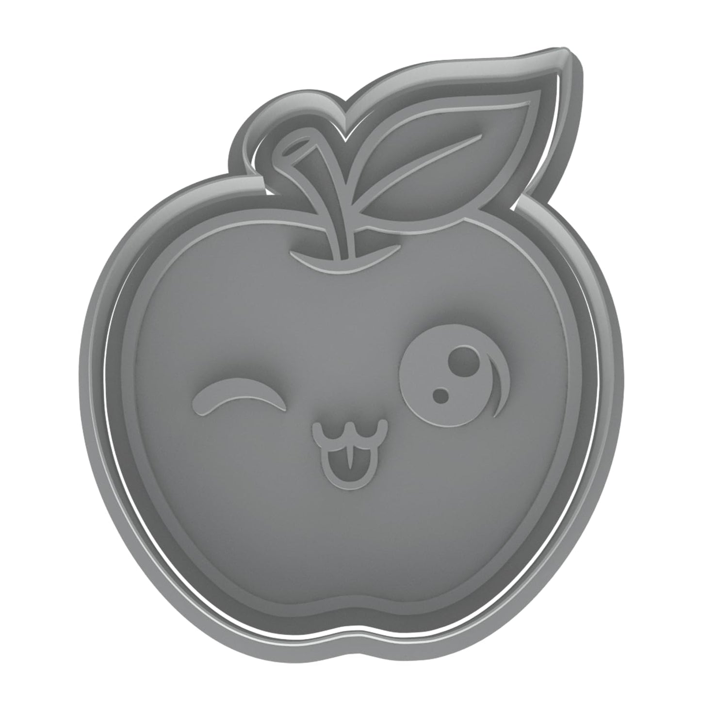 Kawaii Apple Cookie Cutter & Stamp 4x3.5" for Baking Fondant Clay Embosser