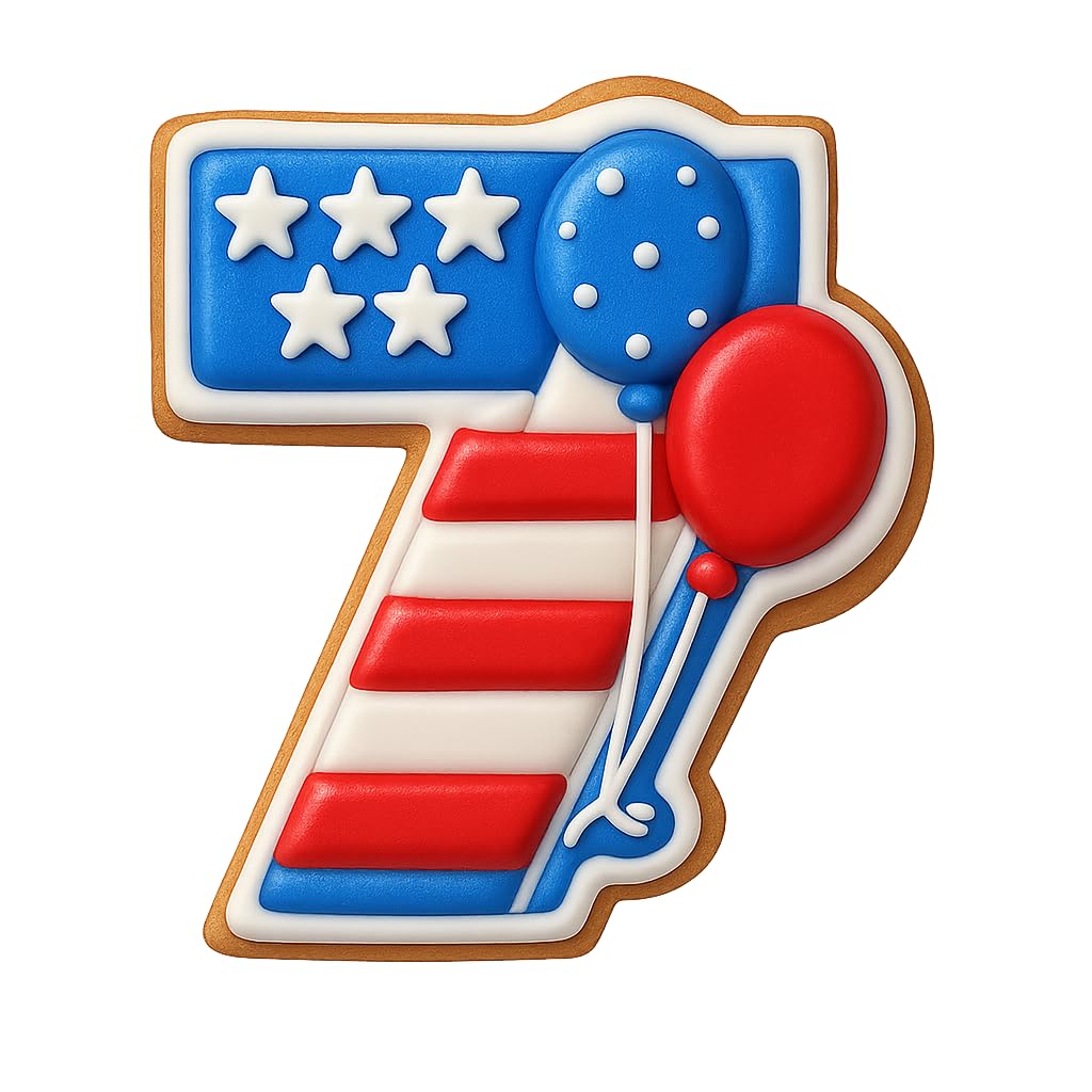 Mighty Gadget Number 7 with Balloons Cookie Cutter for 7 Year Old - 4x3.5" Birthday Celebration Mold (Random Color)