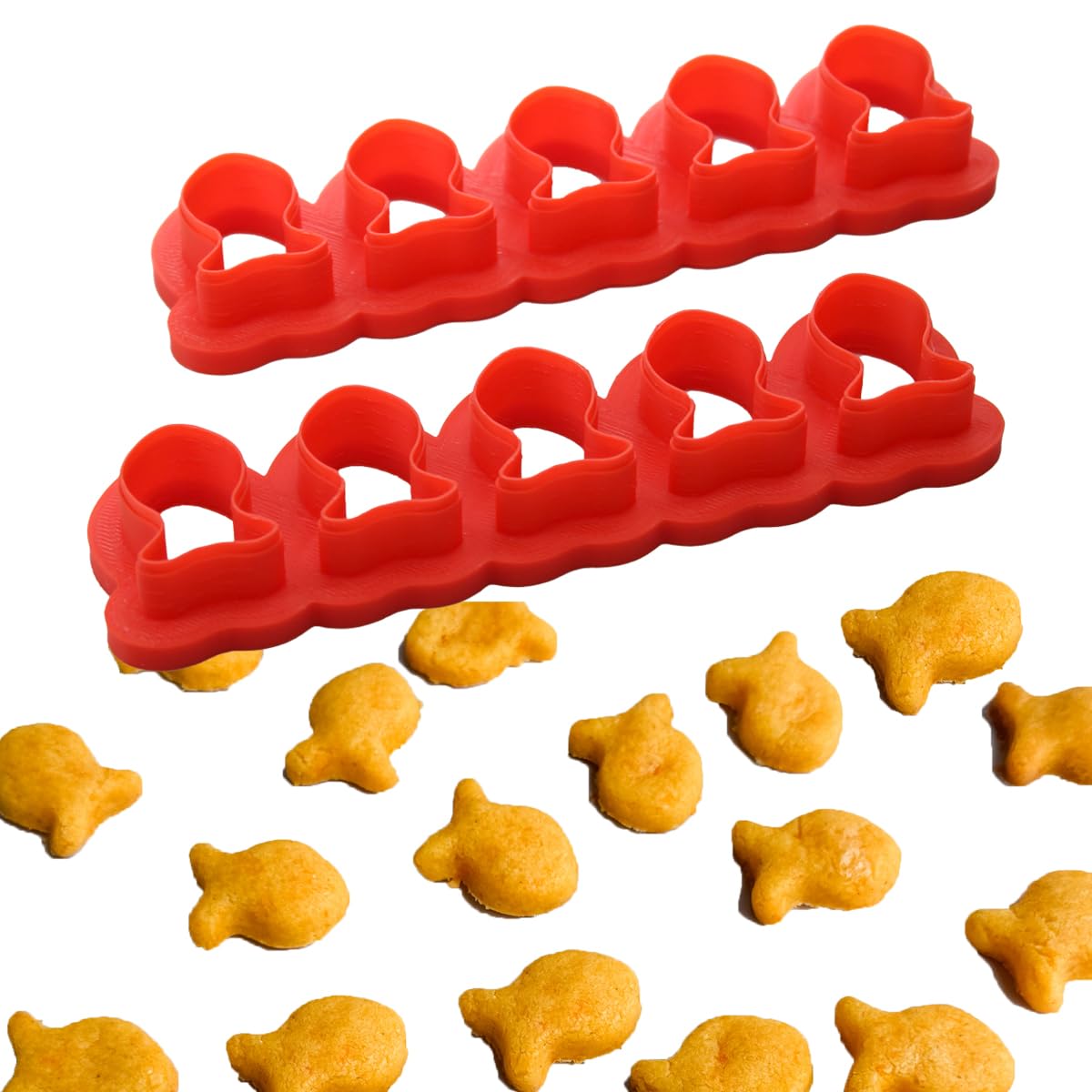 Mini Tiny Goldfish Cracker Cutter and Goldfish Cookie Cutter - 5 x 1 inch goldfish mold (1 or 2 packs)