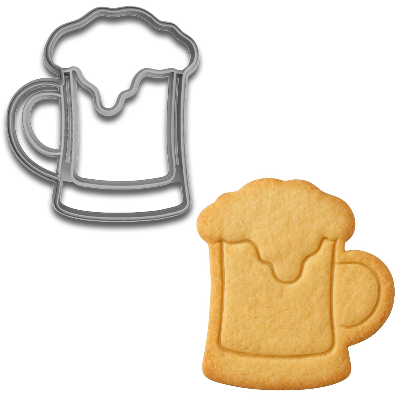 Beer Mug with Foam Cookie Cutter (4x3.5") - Perfect for Beer Lovers, Made in the USA by Mighty Gadget