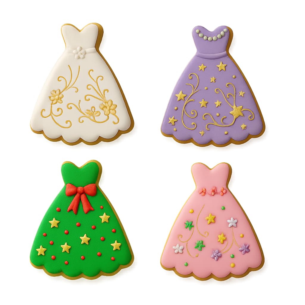 Mighty Gadget Elegant Wedding Dress Cookie Cutter & Stamp - 4x2.5" Romantic Design for Bridal Showers (Random Color)