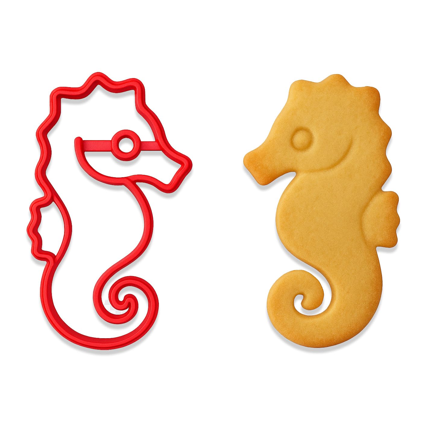 Seahorse Cookie Cutter & Stamp Set - 4x2.13 Inches, Ocean Animal Baking Tool (Random Color)