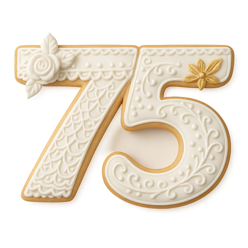 Pink Number 75 Cookie Cutter – 4x3" Baking Mold for 75th Birthdays & Anniversaries (Random Color)