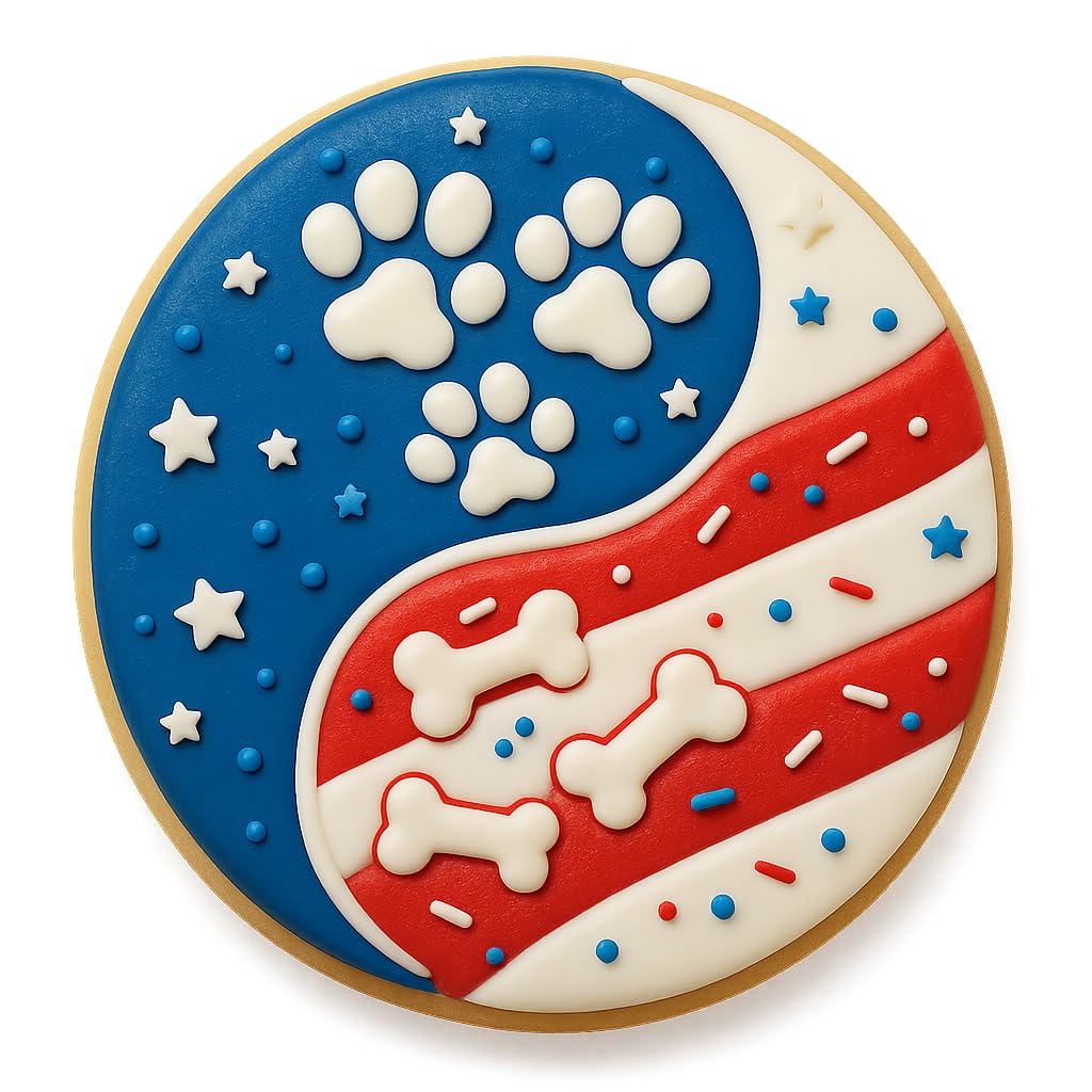 Dog Paw & Bone Yin Yang Cookie Cutter - 4x4 Inches, Fun Pet-Themed Baking Tool