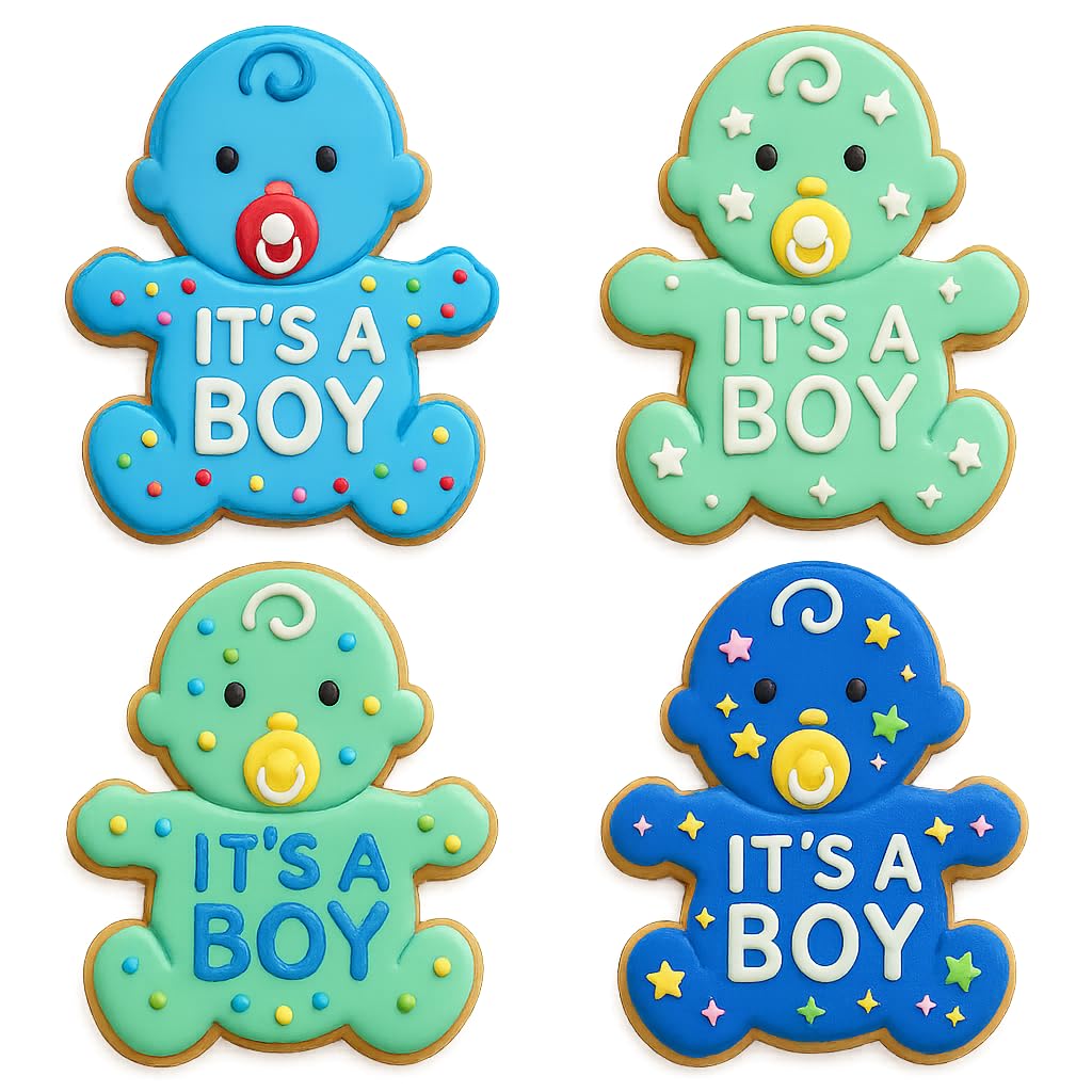 Mighty Gadget Baby Boy with Pacifier Cookie Cutter & Stamp - 4x3.2" Adorable Design for Baby Showers (Random Color)