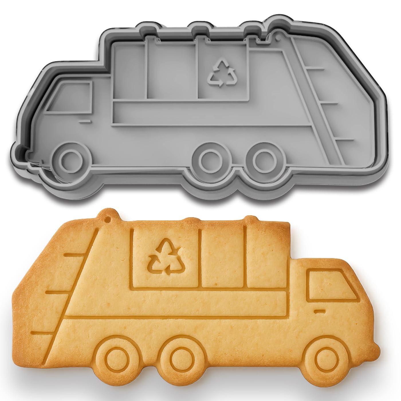 Garbage Truck Cookie Cutter & Stamp for Baking Fondant Clay Embosser Gifts
