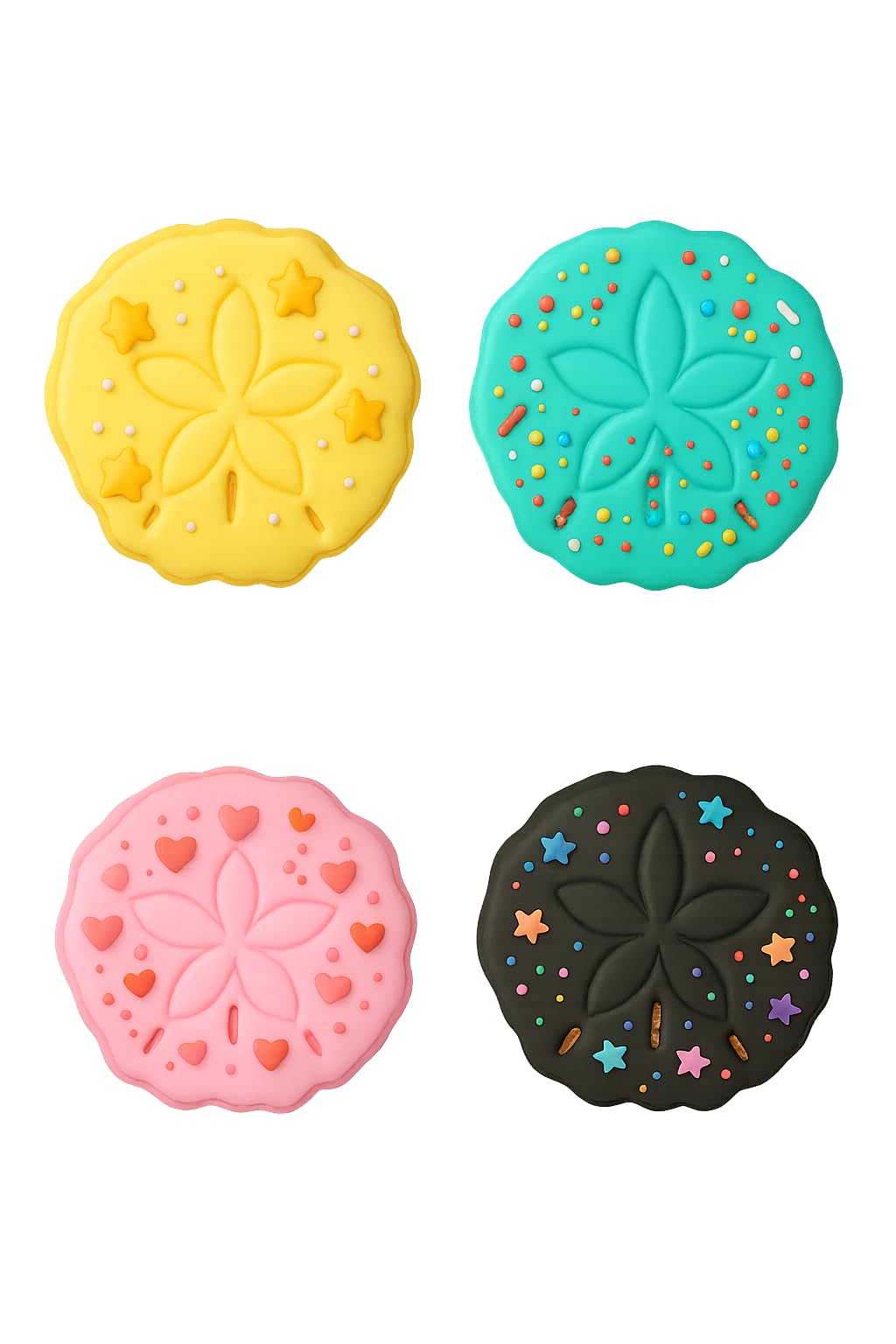 Sand Dollar Cookie Cutter & Stamp 4x4" for Baking Fondant Clay Embosser Gifts