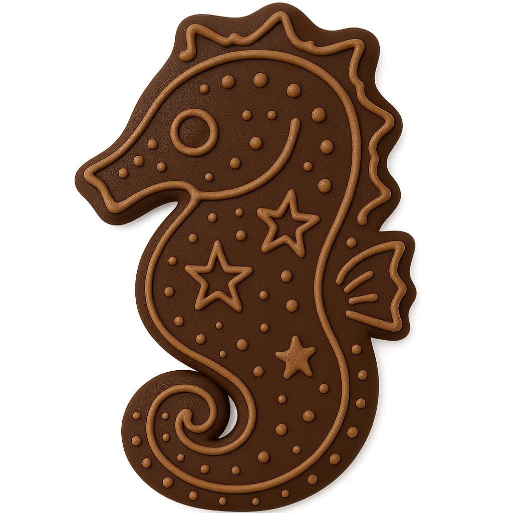 Seahorse Cookie Cutter & Stamp Set - 4x2.13 Inches, Ocean Animal Baking Tool (Random Color)