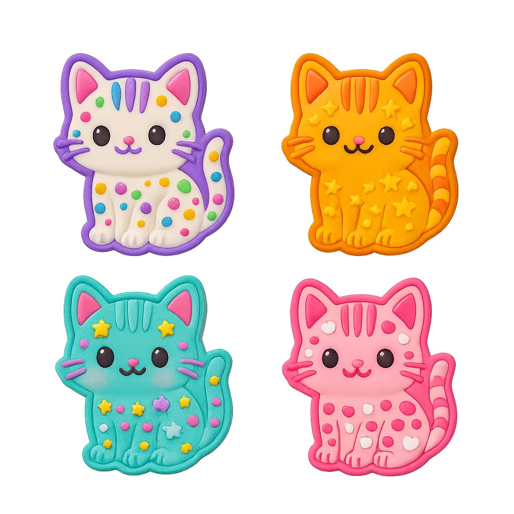 Kawaii Bengal Cat Cookie Cutter & Stamp 4x3.48" for Baking Fondant Clay Gifts