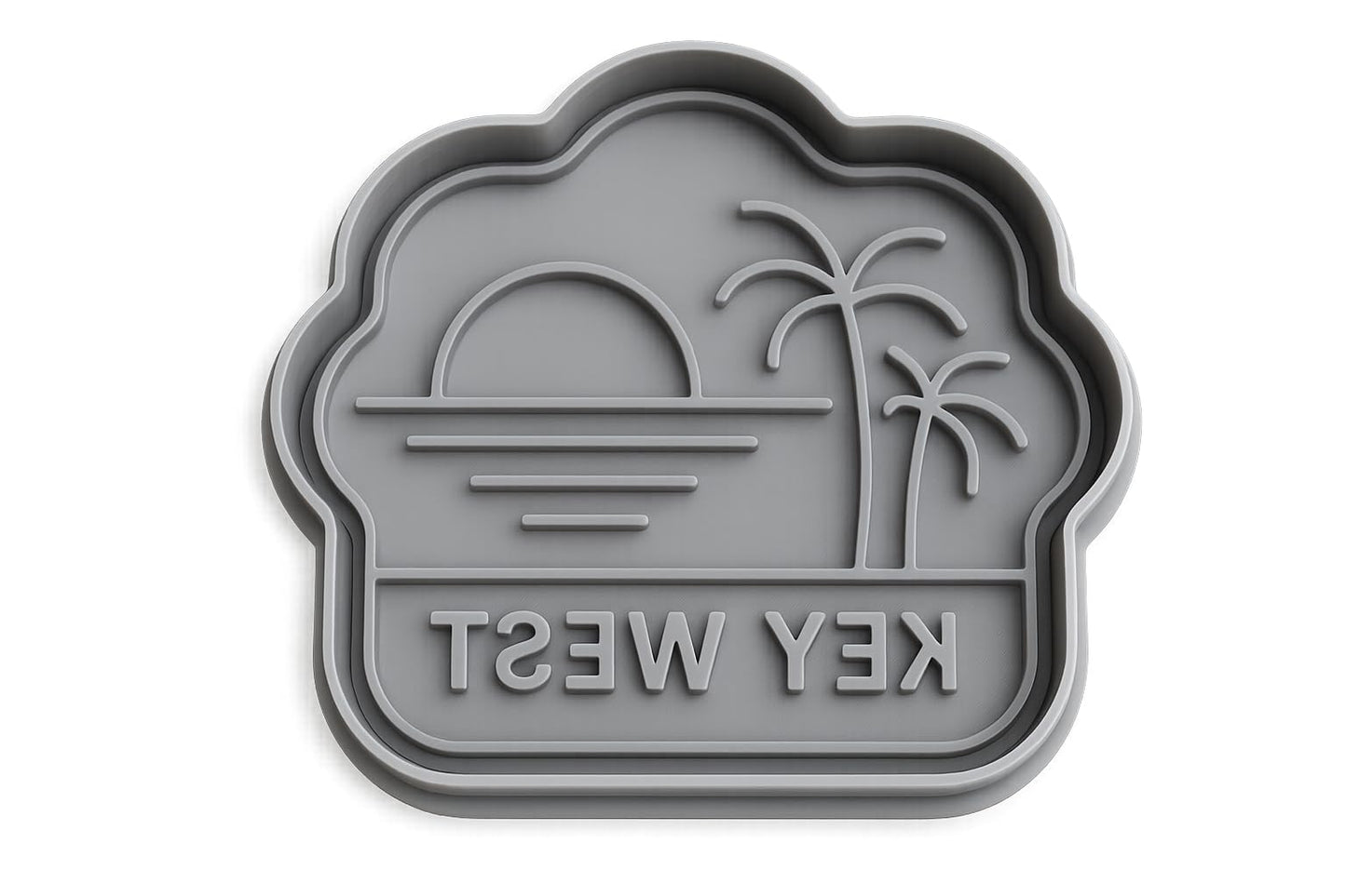 Key West Sunset Palm Cookie Cutter - 4x4" Premium Tropical Baking Design