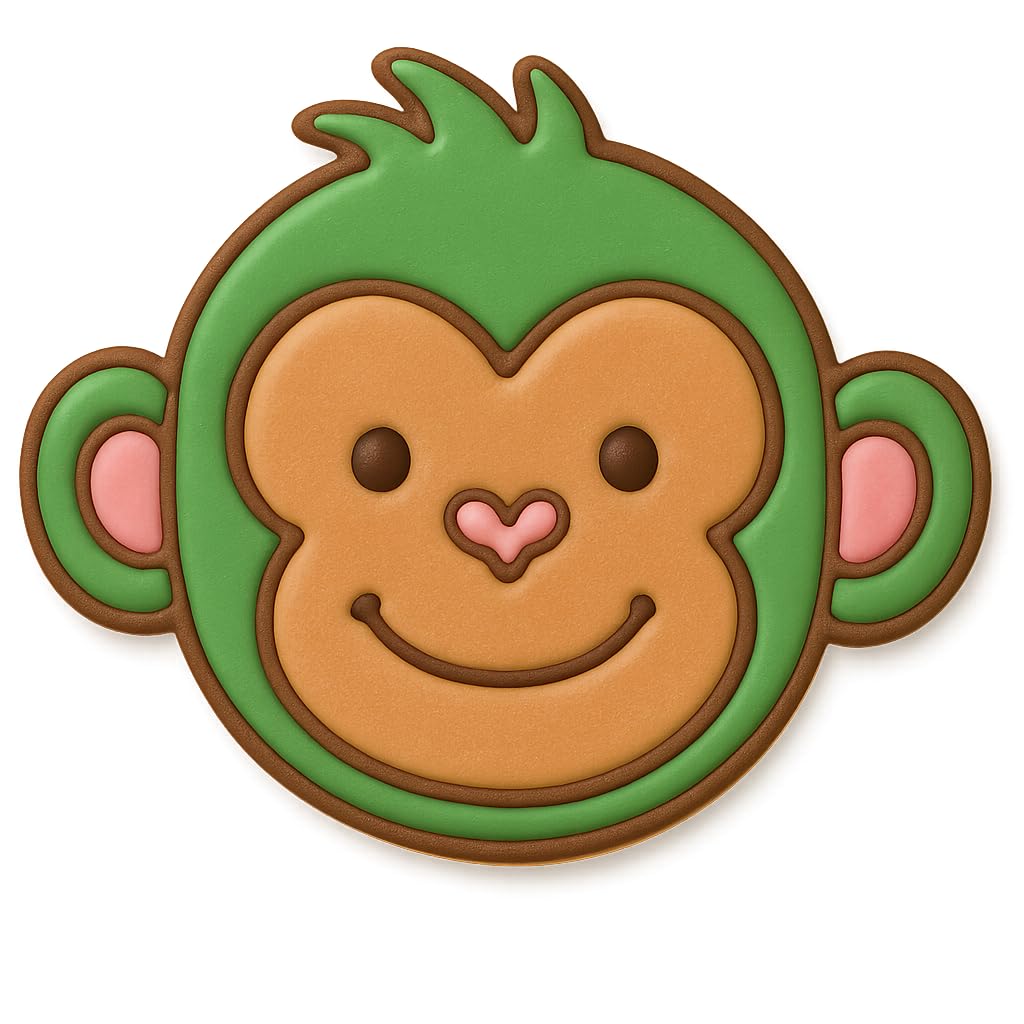 Mighty Gadget Cute Monkey Face Cookie Cutter & Stamp - 4x3.21", Adorable Animal Baking Tool for Kids and Jungle Parties (Random Color)
