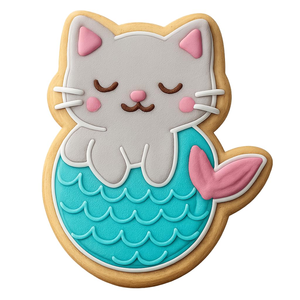 Mermaid Kitten Cookie Cutter - 2.8x4" Fun Baking Party Design