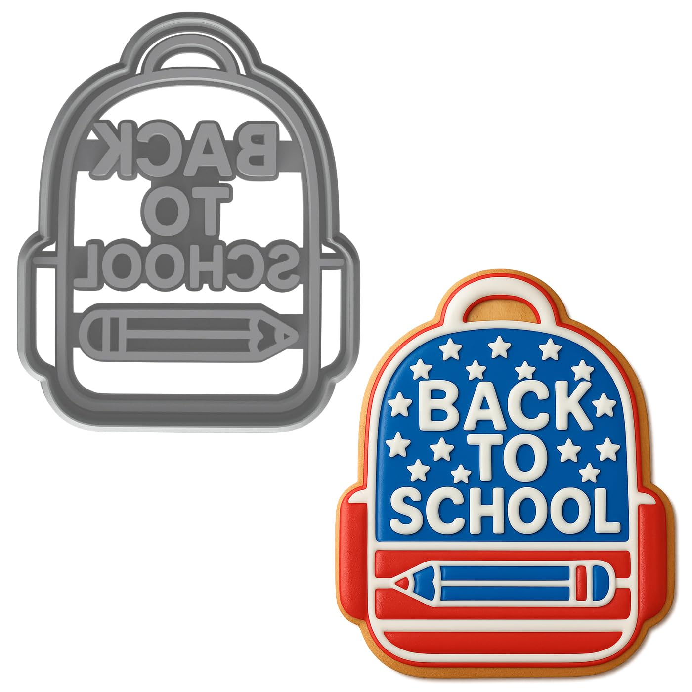Mighty Gadget Back to School Backpack Cookie Cutter & Stamp - 4x3.2" Fun Design for Kids Baking & School Parties (Random Color)