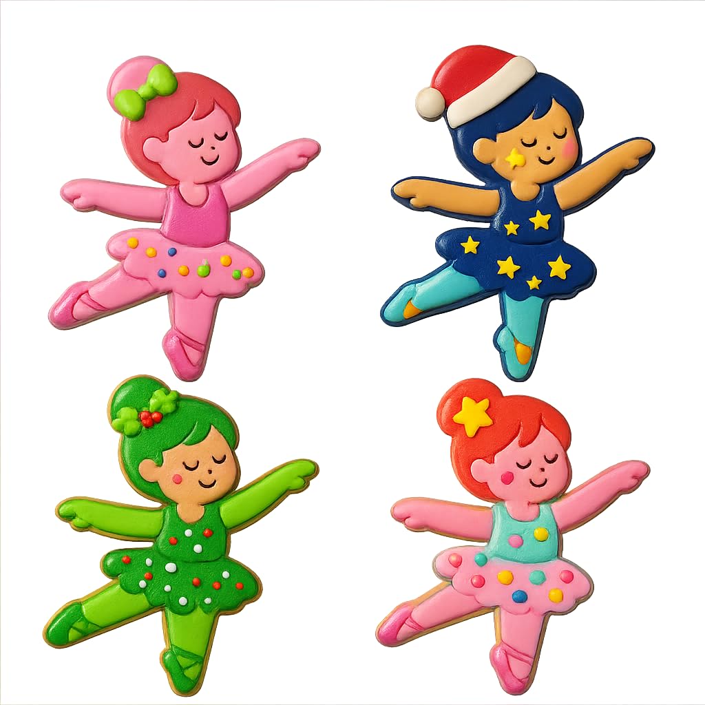Mighty Gadget Ballet Girl Cookie Cutter & Stamp - 4x3.2" Elegant Dancer for Dance-Themed Baking (Random Color)