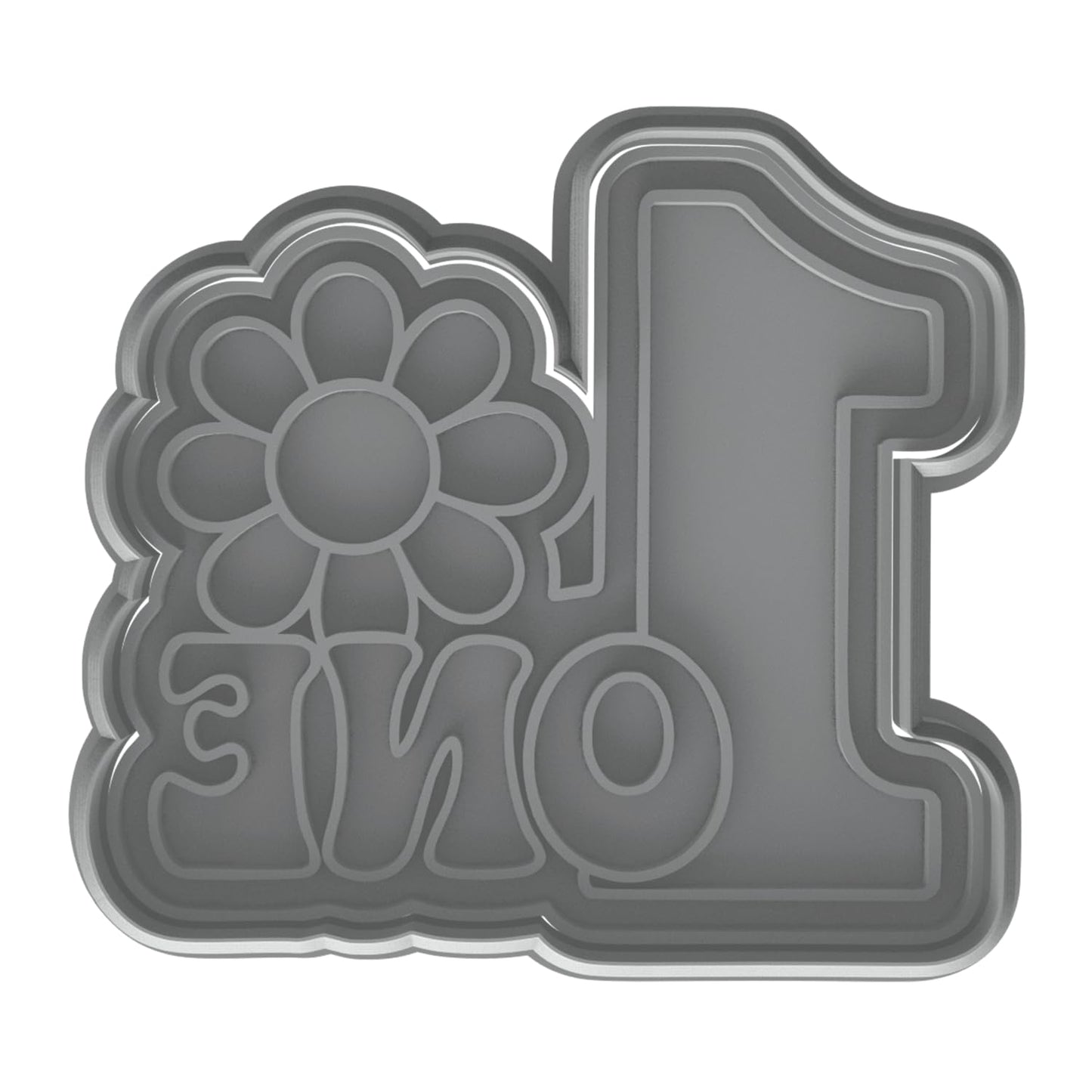 Mighty Gadget Number 1 with Retro Daisy Cookie Cutter & Stamp - 4x3.2" Fun Design for First Birthday (Random Color)