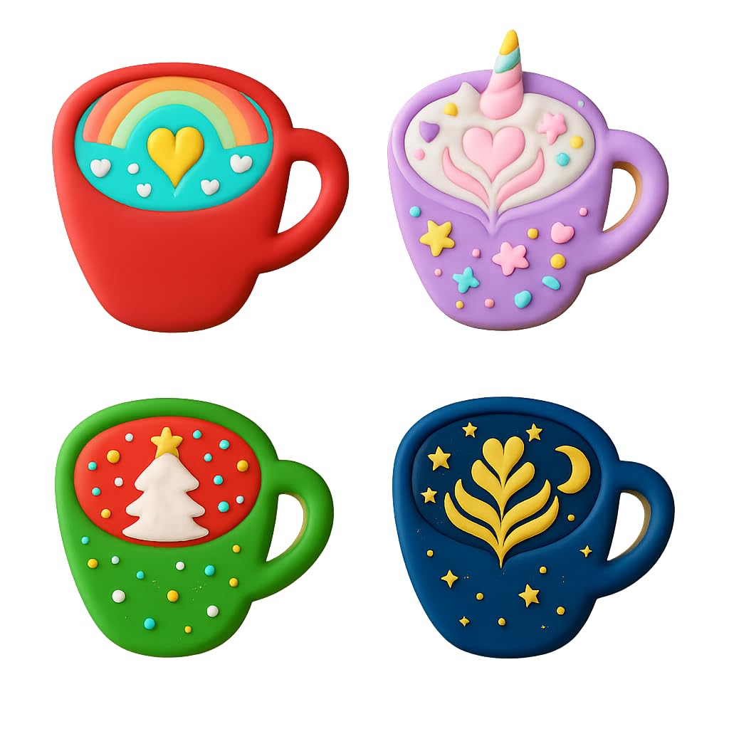 Mighty Gadget Latte Art Cup Cookie Cutter & Stamp - 4x3" Beautiful Design for Coffee Lovers (Random Color)