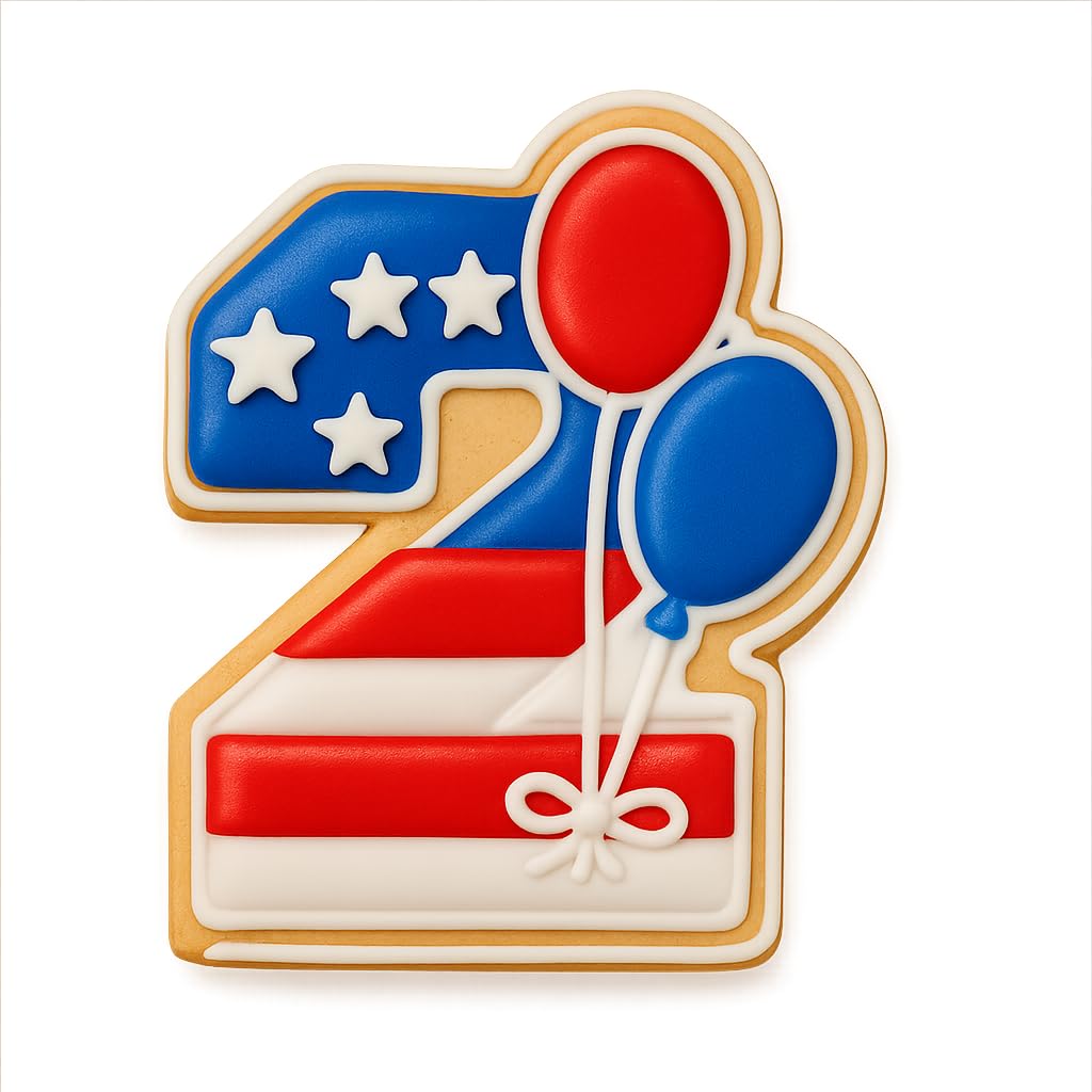 Mighty Gadget 2 Year Old Birthday Cookie Cutter - Number 2 with Balloons, 4x3.27” Baking Tool (Random Color)