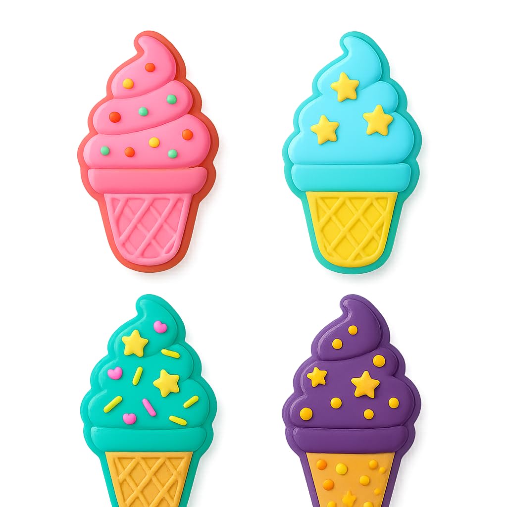 Mighty Gadget Soft Serve Ice Cream Cookie Cutter & Stamp - 4x2.5" Perfect Treat Design for Summer Baking (Random Color)