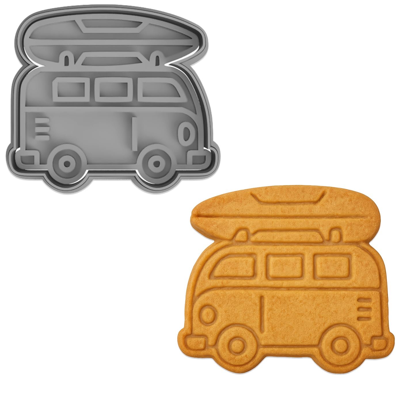 Surf Van Adventure Cookie Cutter & Stamp 3x3.5" for Baking & Fondant Clay Gifts