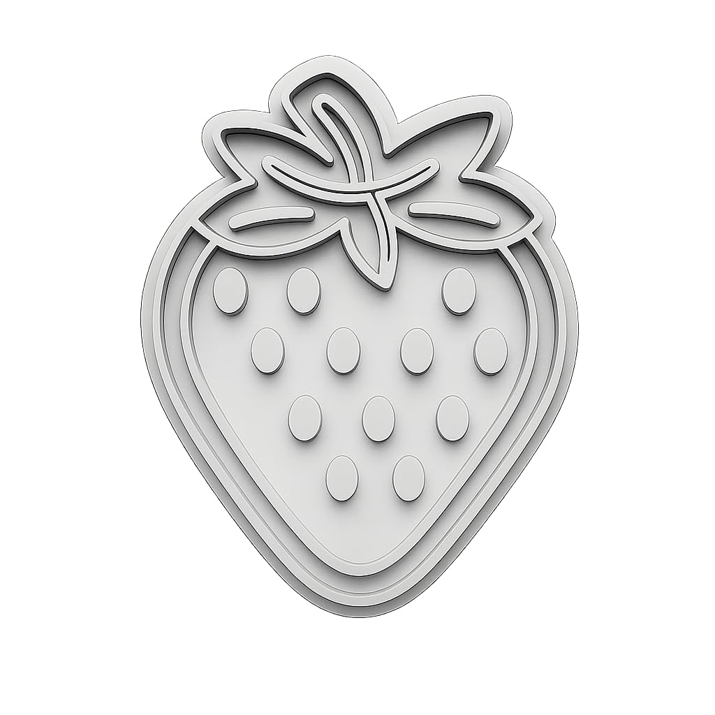 Mighty Gadget Strawberry Cookie Cutter & Stamp - 4x3.2" Perfect Sweet Treat Design for Summer Baking (Random Color)