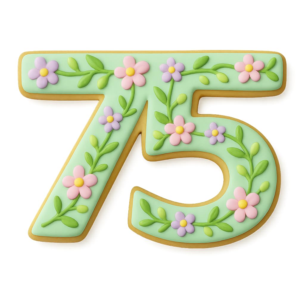 Pink Number 75 Cookie Cutter – 4x3" Baking Mold for 75th Birthdays & Anniversaries (Random Color)