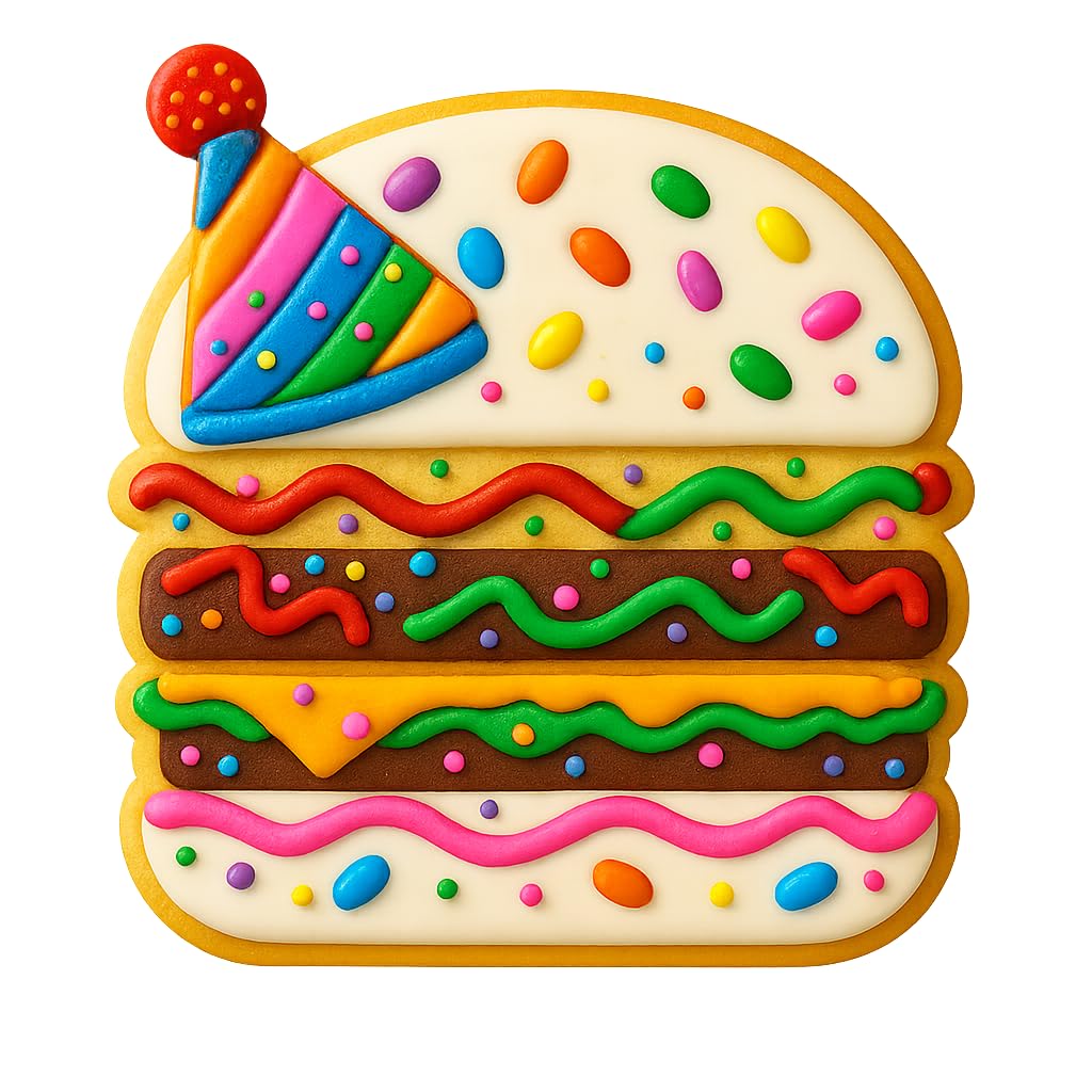 Mighty Gadget Hamburger Cookie Cutter & Stamp - 4x3.79" Burger Lovers Baking Tool (Random Color)