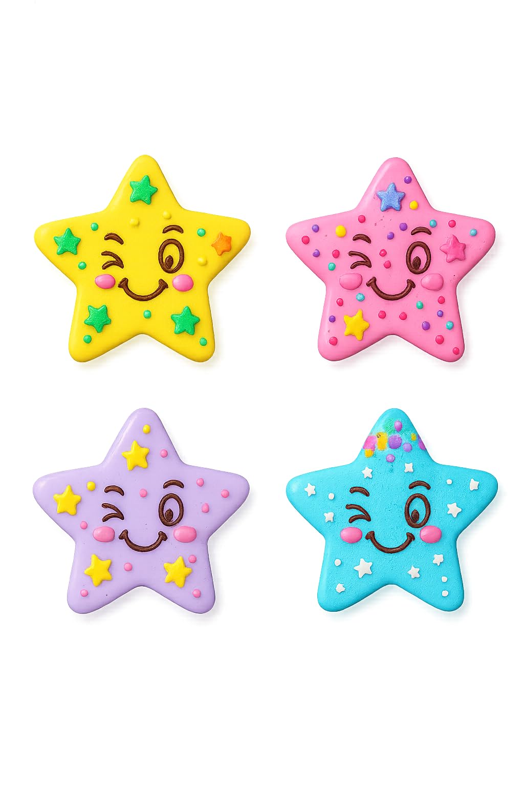 Winking Star Cookie Cutter & Stamp 4x3.8" for Baking Fondant Clay Embosser
