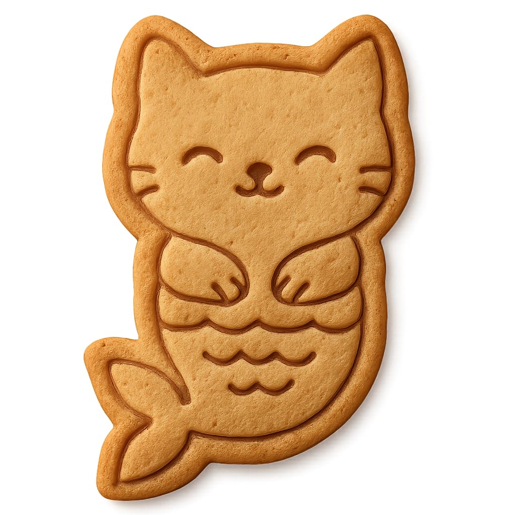 Mermaid Kitten Cookie Cutter - 4x2.5" Fun Creative Baking Design
