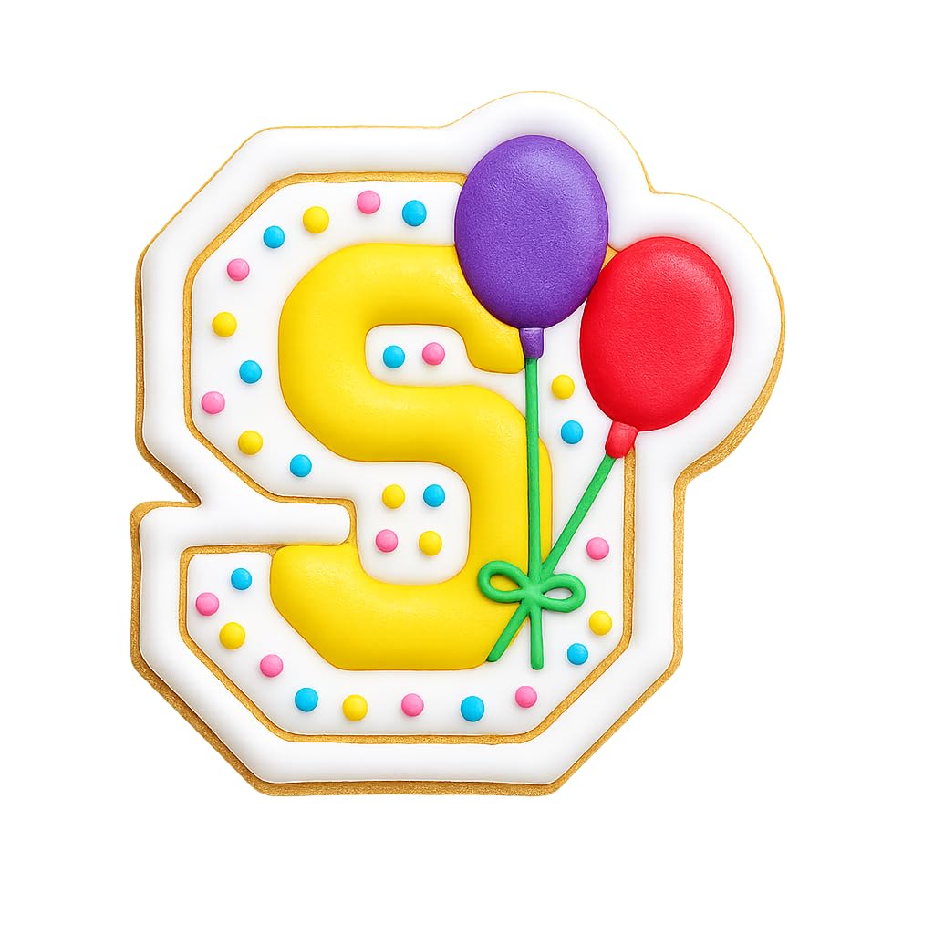 Mighty Gadget Number 9 with Balloons Cookie Cutter for 9 Year Old - 4x3.63" Birthday Celebration Mold (Random Color)