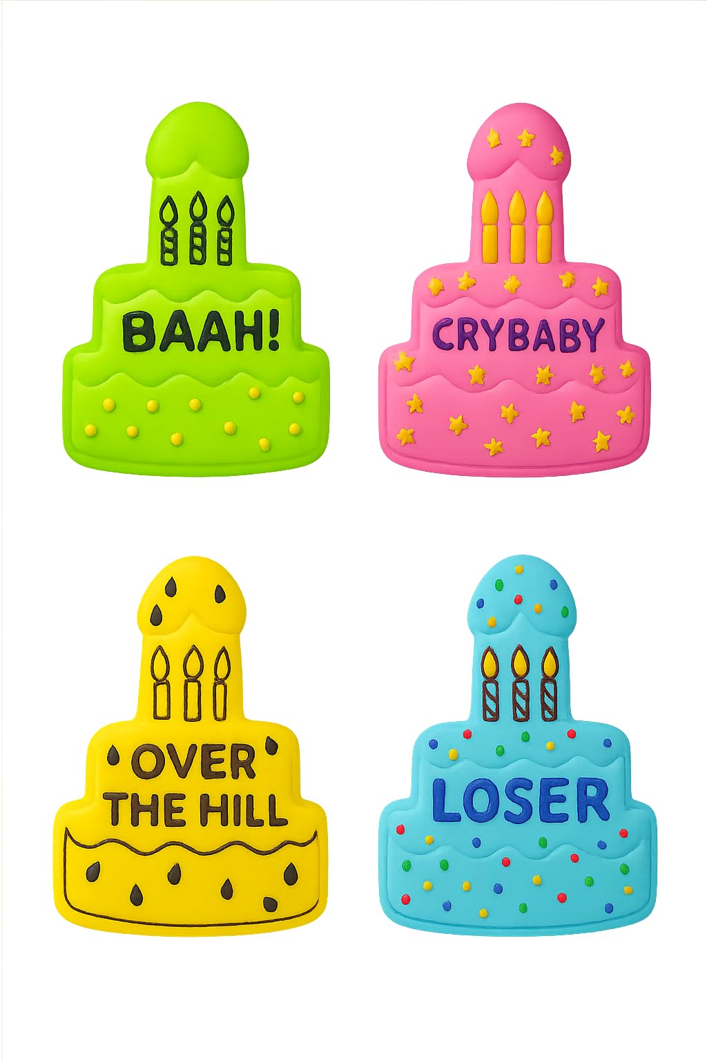 Mighty Gadget Naughty Adult Birthday Cake Candles Cookie Cutter & Stamp - 4x3" Ideal for Party Treats (Random Color)