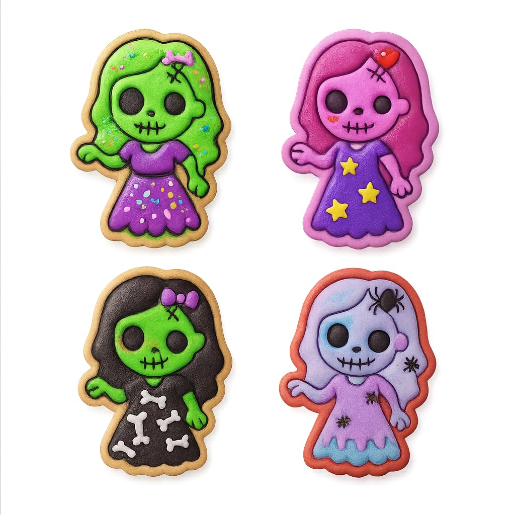 Mighty Gadget Zombie Bride Cookie Cutter & Stamp - 4x2.8" Spooky Design for Halloween Baking (Random Color)