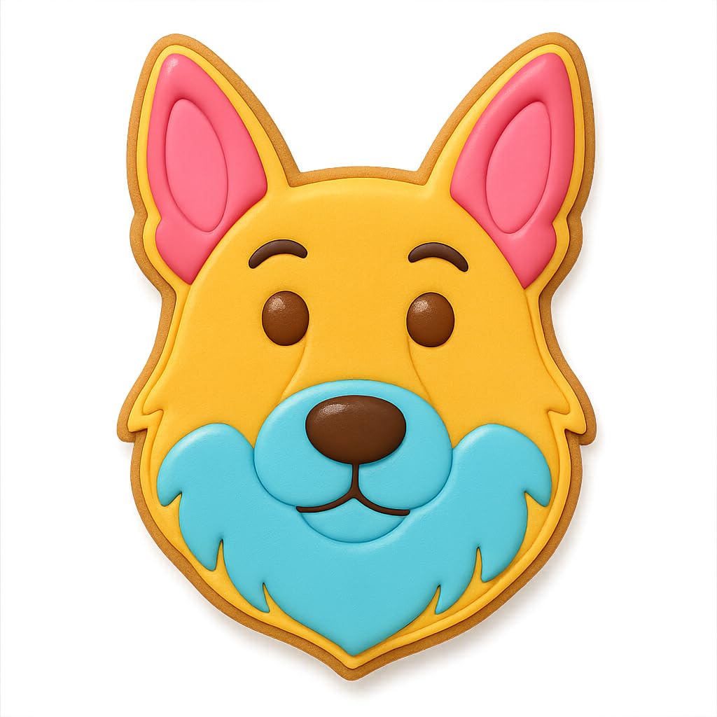 German Shepherd Dog Face Cookie Cutter & Stamp - 4x2.63", Realistic Detail Design (Random Color)