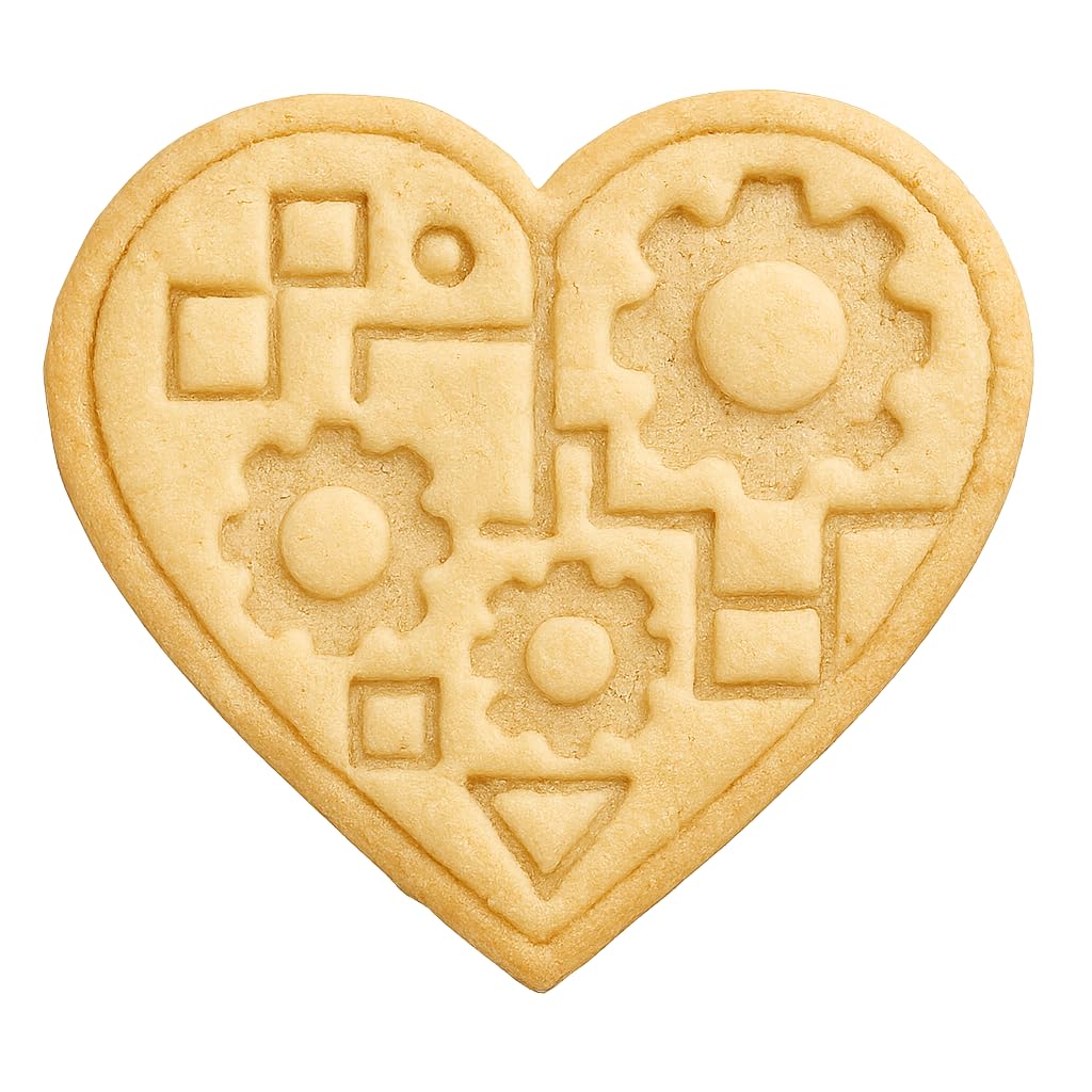 Steampunk Heart with Gears Cookie Cutter & Stamp 4x3.7" for Baking Fondant Clay