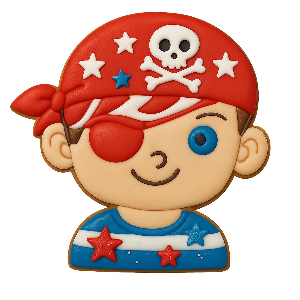 Pirate Boy Cookie Cutter & Stamp Set – 4x3.86" Fun Pirate Head Design for Kids' Party Baking (Random Color)