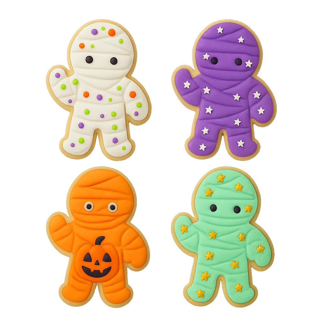Mighty Gadget Mummy Man Cookie Cutter & Stamp - 4x2.8" Spooky Fun for Halloween Baking (Random Color)