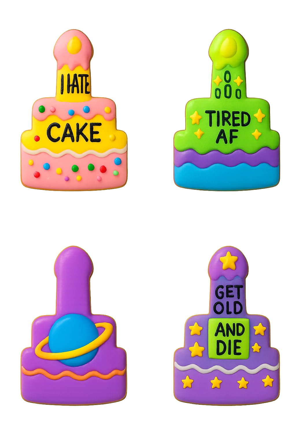 Mighty Gadget Naughty Adult Birthday Cake Candles Cookie Cutter & Stamp - 4x3" Ideal for Party Treats (Random Color)