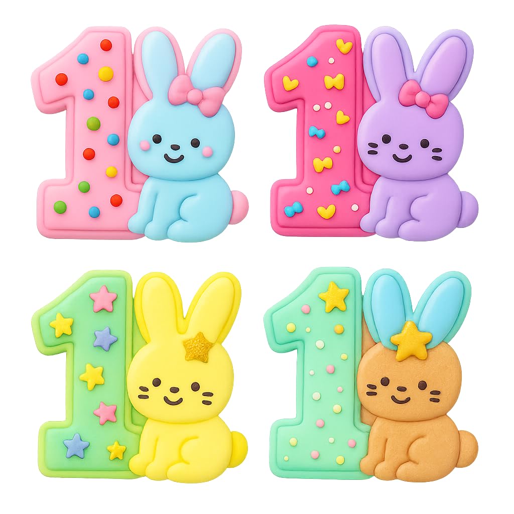 Mighty Gadget 1st Birthday Bunny Cookie Cutter & Stamp - 4x3.8" Sweet Addition for Baby's Special Day (Random Color)