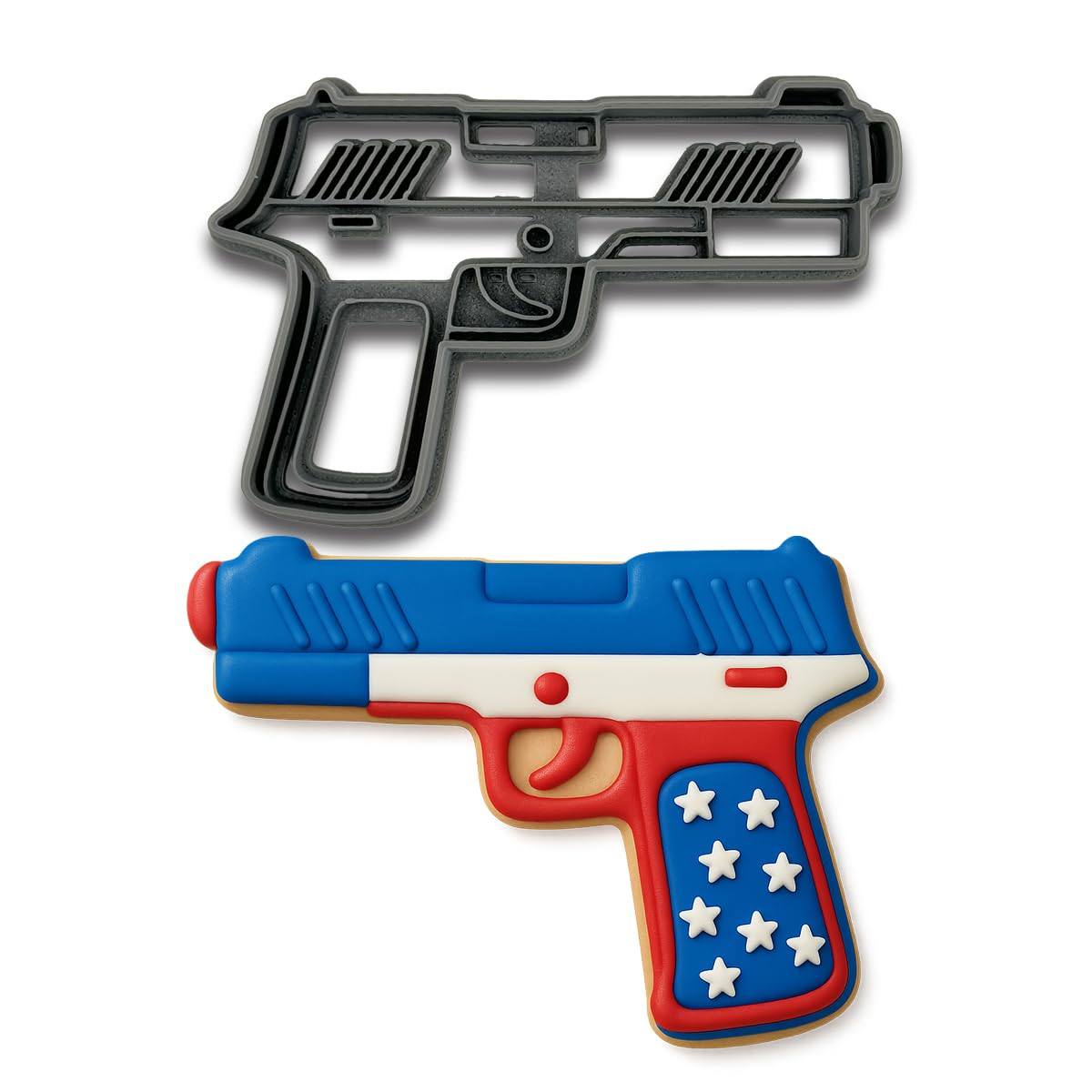 Hand Gun Cookie Cutter Mold (4.75x3") - Perfect for Gun-Themed Baking or Crafts