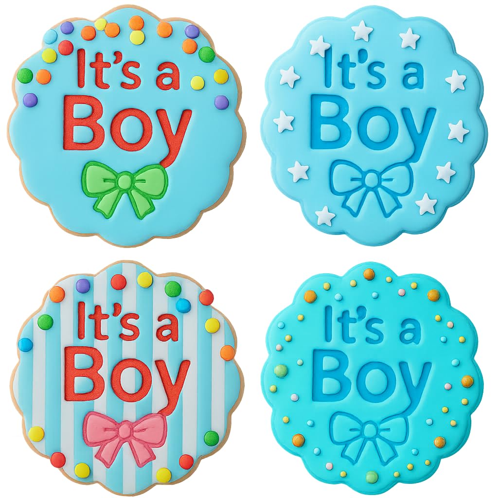 Mighty Gadget It's a Boy with Bow Cookie Cutter & Stamp - 4x4" Sweet Celebration for Baby Showers (Random Color)