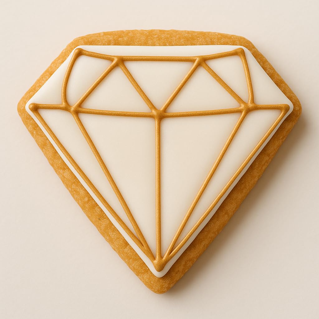 Diamond Cookie Cutter & Stamp - 4x3.42 Inches, Elegant Gem Shape for Baking & Fondant