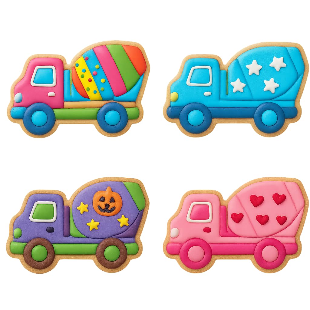Mighty Gadget Cement Mixer Truck Cookie Cutter & Stamp - 4x3" Fun Vehicle Shape for Construction-Themed Parties (Random Color)