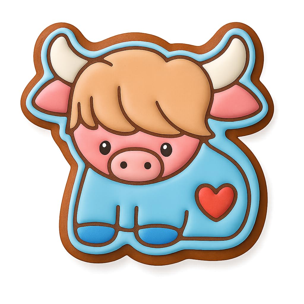 Kawaii Baby Cow Cookie Cutter - 4x3.8" Fun Kids Baking Design